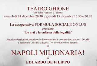 Roma, Teatro Ghione: 'Le arti e la cultura della legalita' - 14 e 15 dicembre